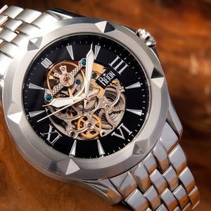 NWT Automatic Skeleton Dial Stainless Steel Watch